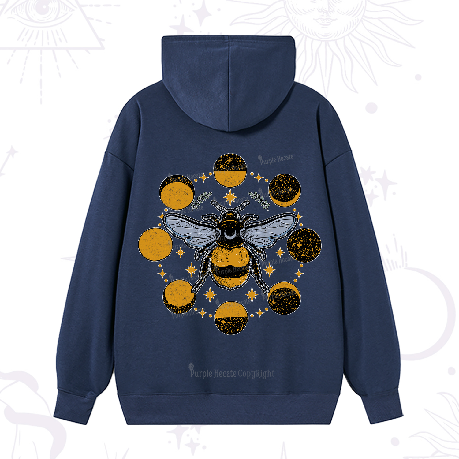 Purplehecate Phases of the Moon Bee Hoodie