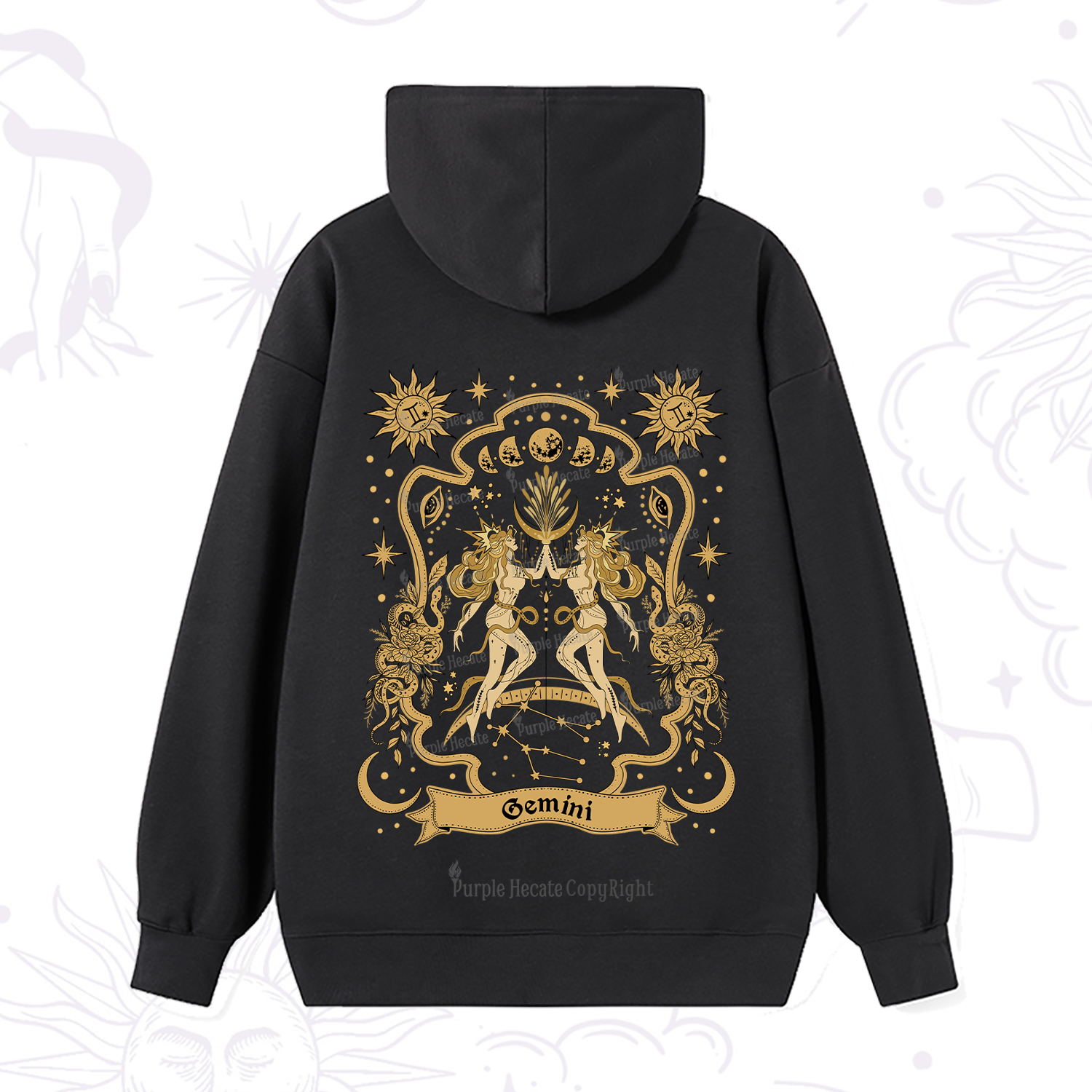 Purplehecate Gemini' Astral Mirage Zodiac Hoodie