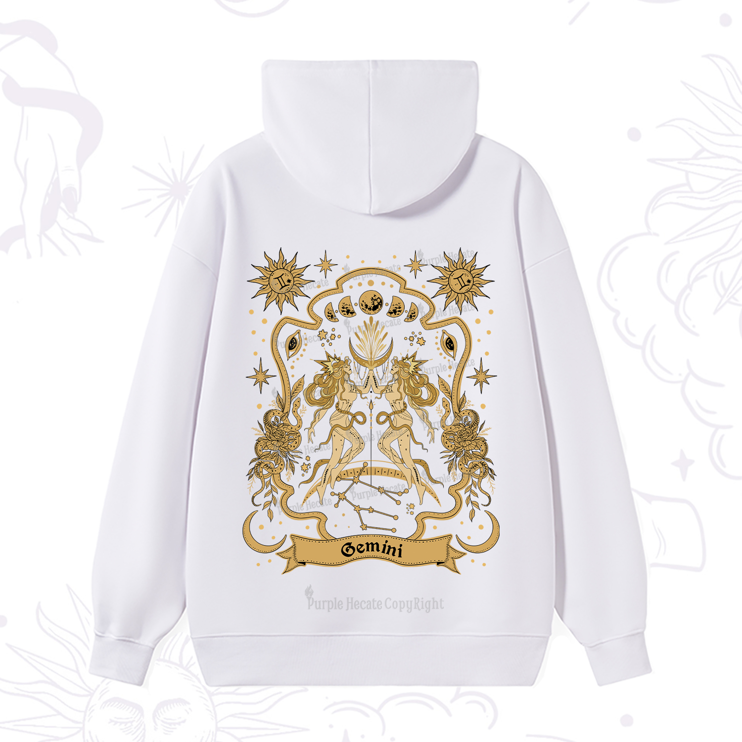 Purplehecate Gemini' Astral Mirage Zodiac Hoodie