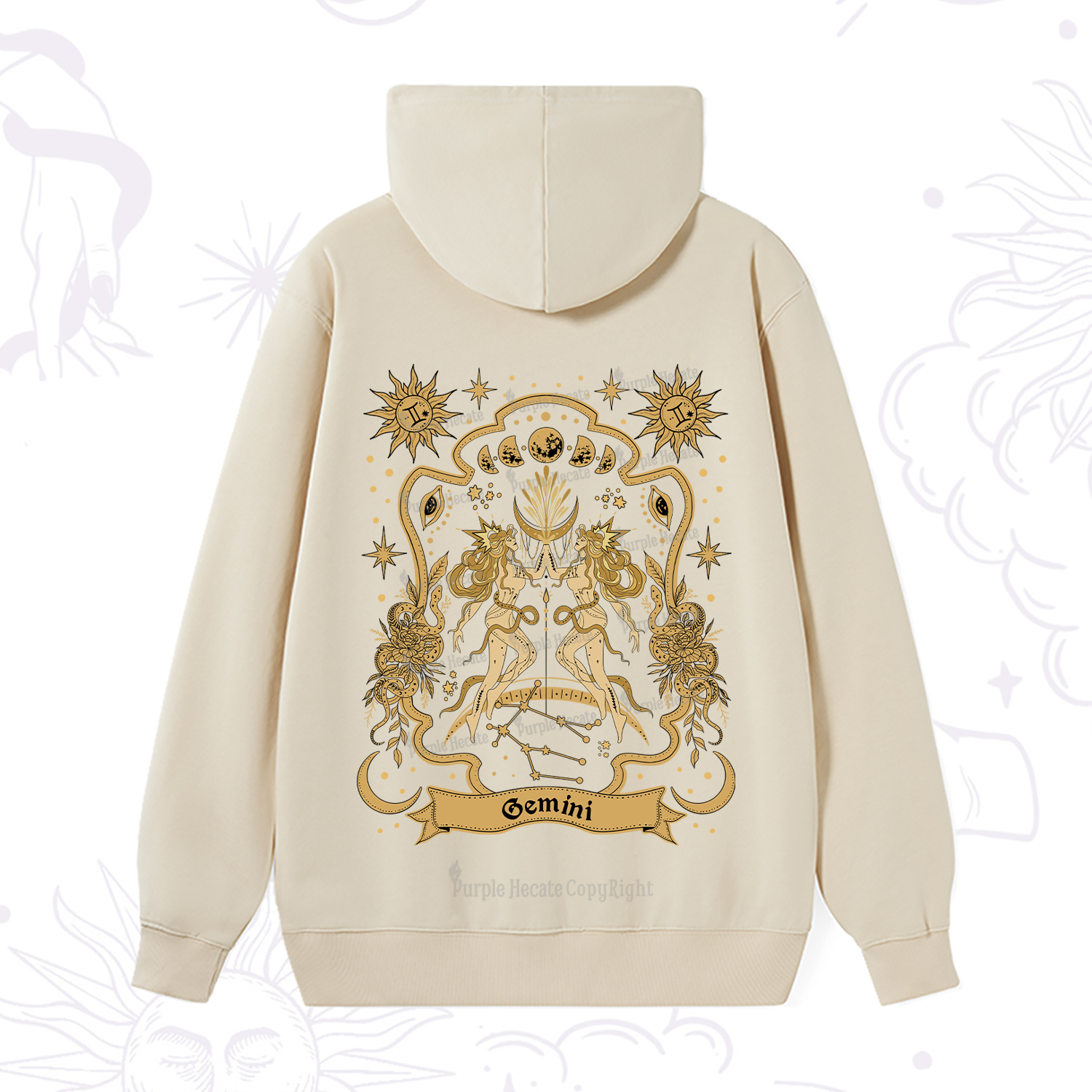 Purplehecate Gemini' Astral Mirage Zodiac Hoodie