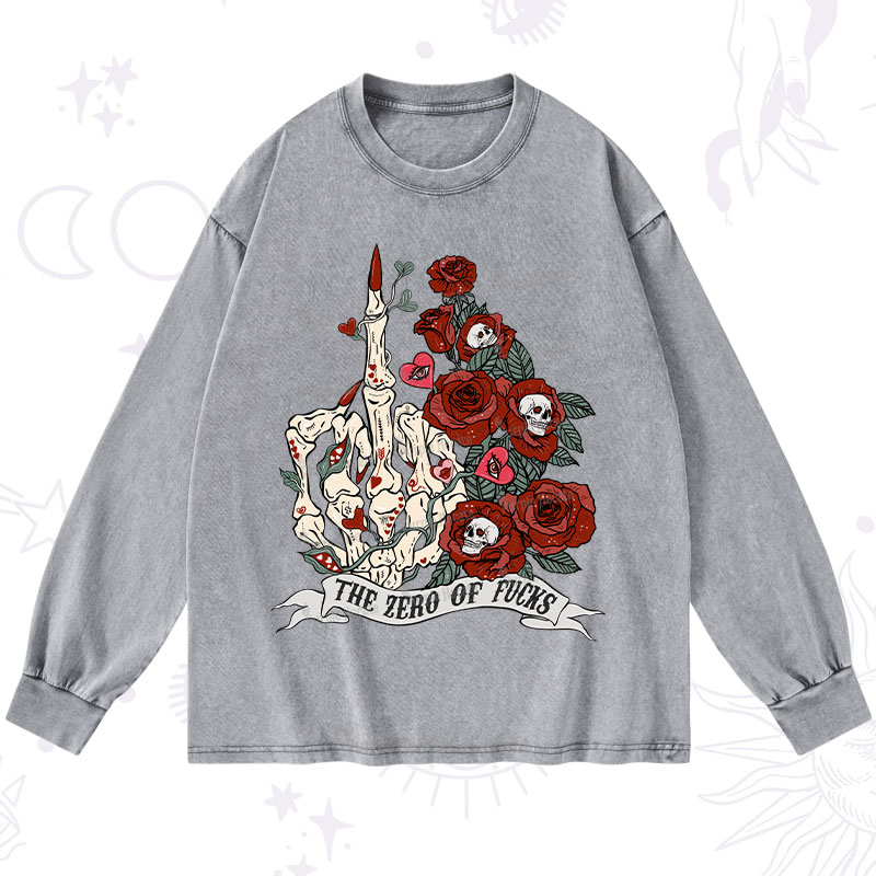 Purplehecate The Zero Of Fucks Valentine Washed Long Sleeve Shirt