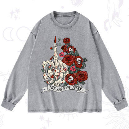 Purplehecate The Zero Of Fucks Valentine Washed Long Sleeve Shirt