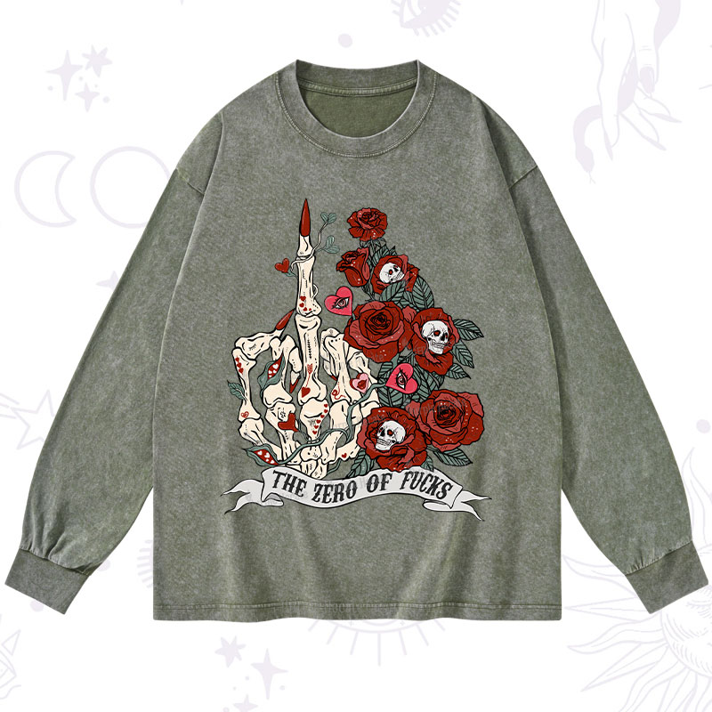 Purplehecate The Zero Of Fucks Valentine Washed Long Sleeve Shirt