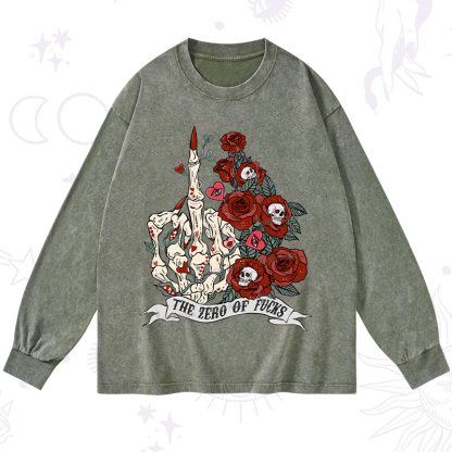 Purplehecate The Zero Of Fucks Valentine Washed Long Sleeve Shirt
