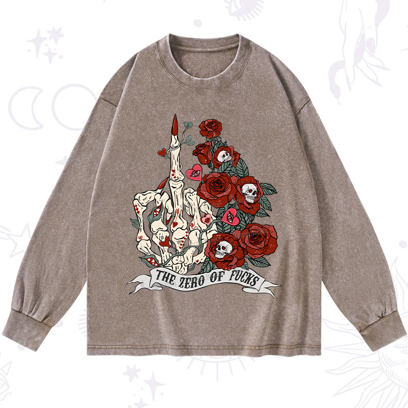 Purplehecate The Zero Of Fucks Valentine Washed Long Sleeve Shirt