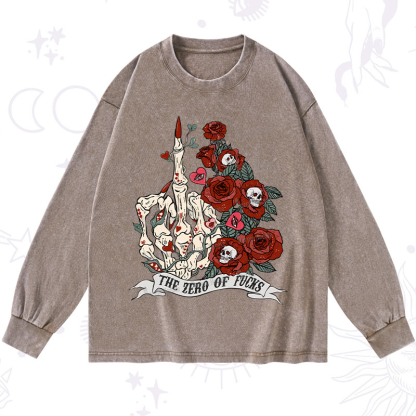 Purplehecate The Zero Of Fucks Valentine Washed Long Sleeve Shirt