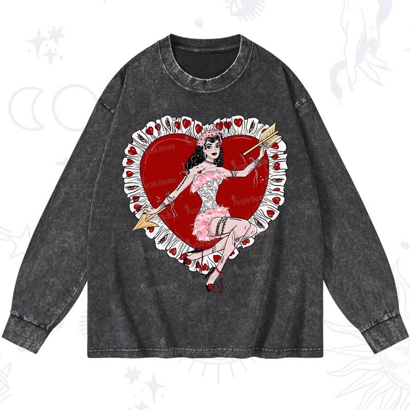 Purplehecate Cupid's Charm Valentine Washed Long Sleeve Shirt