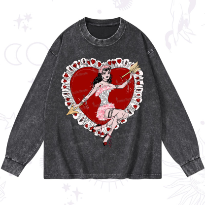 Purplehecate Cupid's Charm Valentine Washed Long Sleeve Shirt