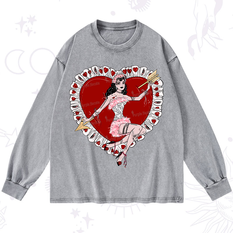 Purplehecate Cupid's Charm Valentine Washed Long Sleeve Shirt