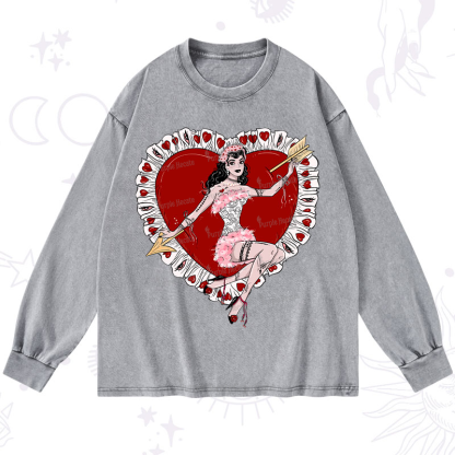 Purplehecate Cupid's Charm Valentine Washed Long Sleeve Shirt