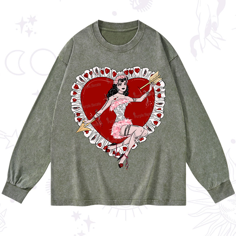 Purplehecate Cupid's Charm Valentine Washed Long Sleeve Shirt