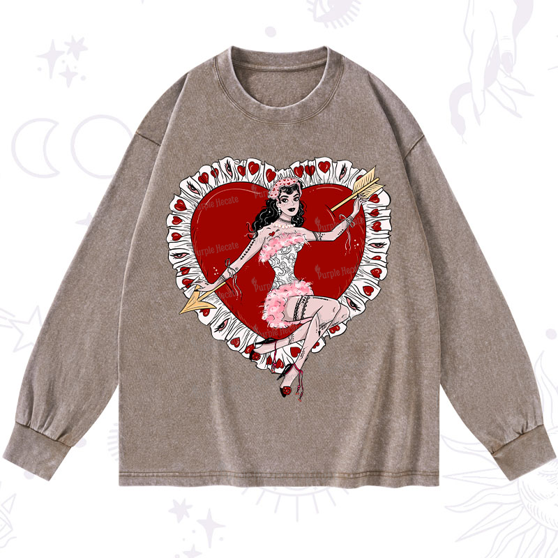 Purplehecate Cupid's Charm Valentine Washed Long Sleeve Shirt