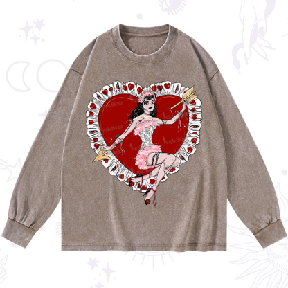 Purplehecate Cupid's Charm Valentine Washed Long Sleeve Shirt