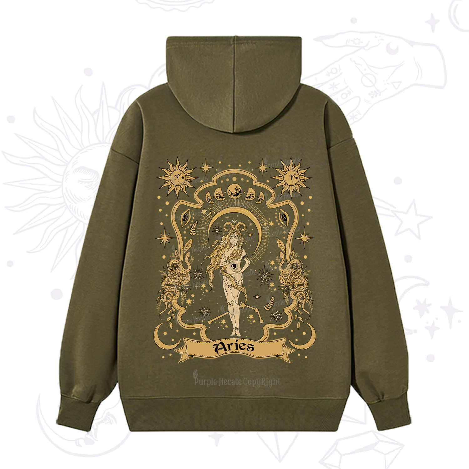 Purplehecate Aries' Astral Mirage Zodiac Hoodie