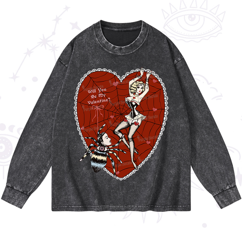 Purplehecate Will You Be My Valentine Washed Long Sleeve Shirt