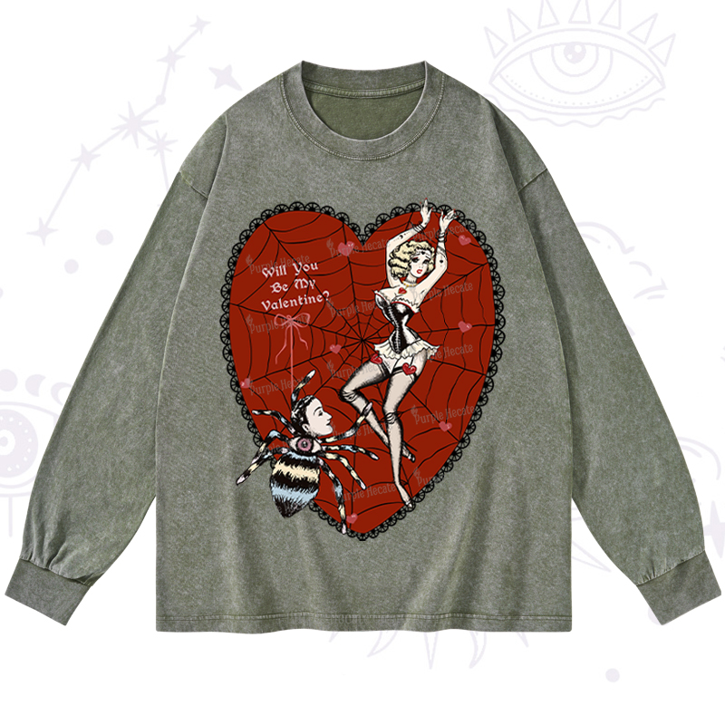 Purplehecate Will You Be My Valentine Washed Long Sleeve Shirt