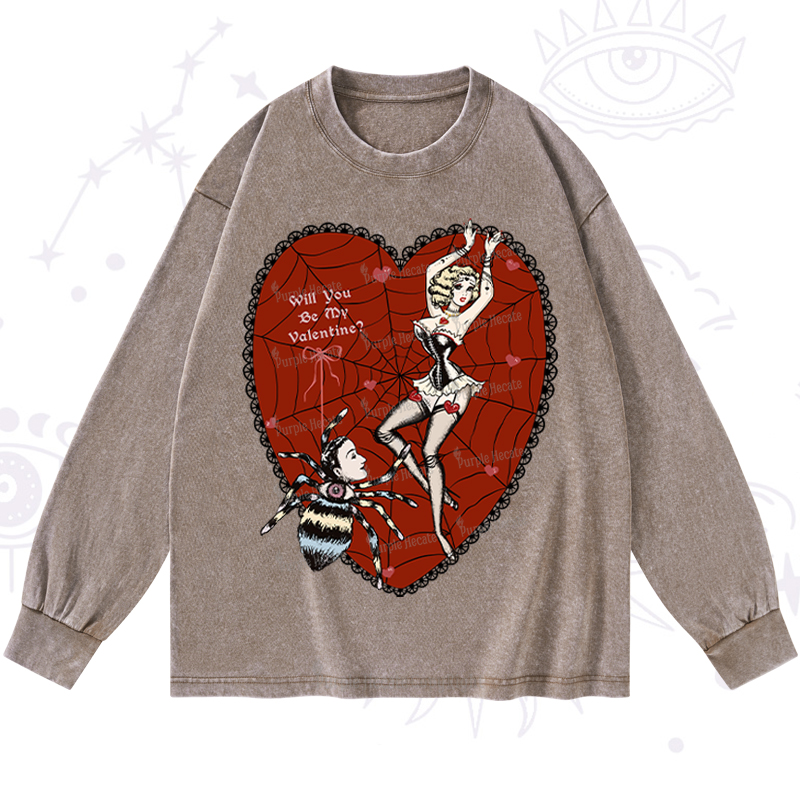 Purplehecate Will You Be My Valentine Washed Long Sleeve Shirt