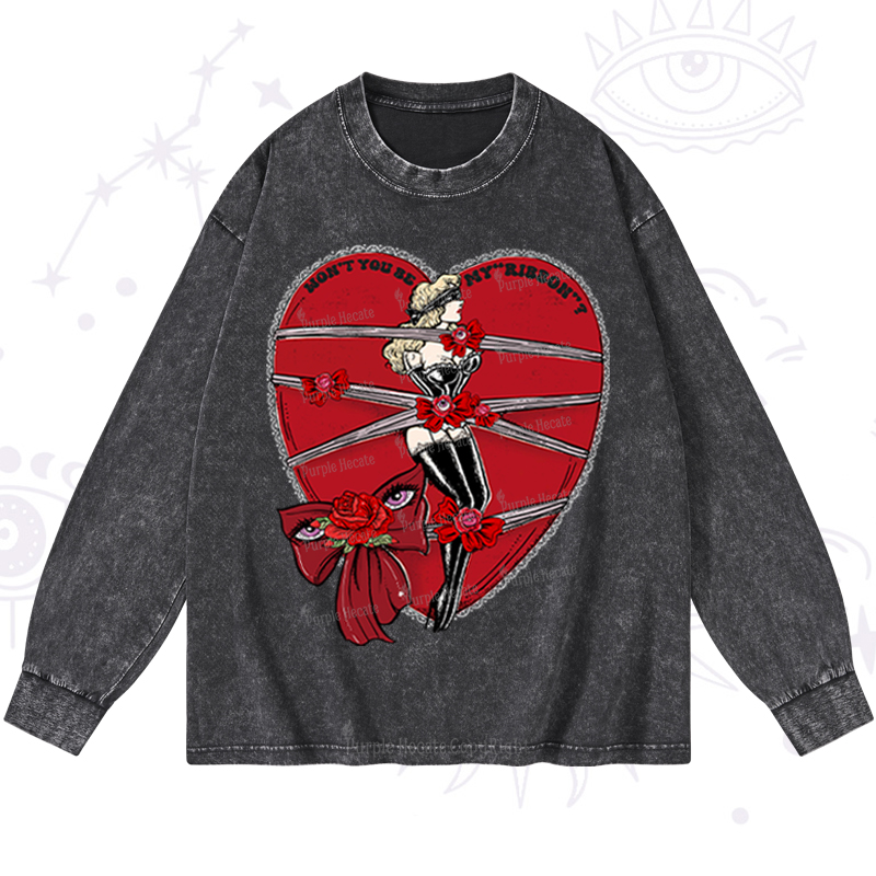 Purplehecate Won't You Be My "Ribbon" Washed Long Sleeve Shirt