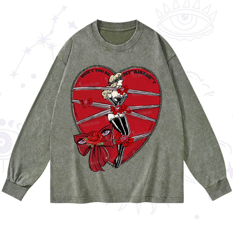 Purplehecate Won't You Be My "Ribbon" Washed Long Sleeve Shirt