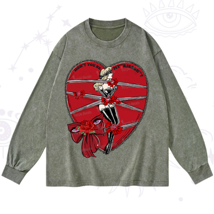Purplehecate Won't You Be My "Ribbon" Washed Long Sleeve Shirt