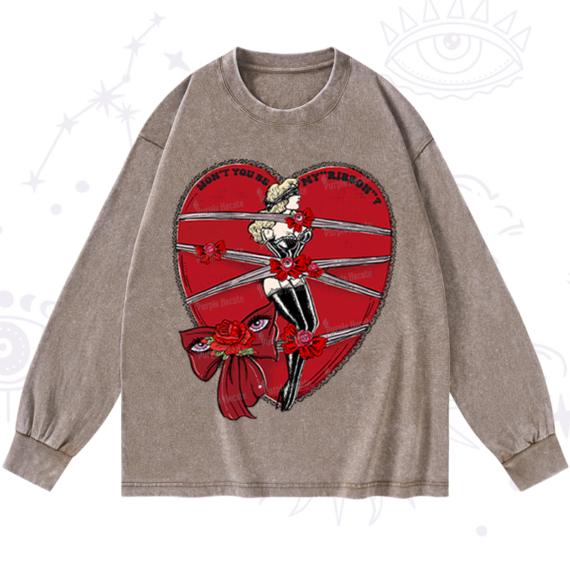 Purplehecate Won't You Be My "Ribbon" Washed Long Sleeve Shirt