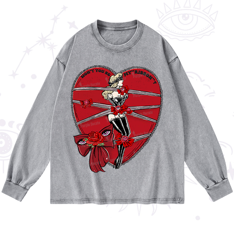 Purplehecate Won't You Be My "Ribbon" Washed Long Sleeve Shirt