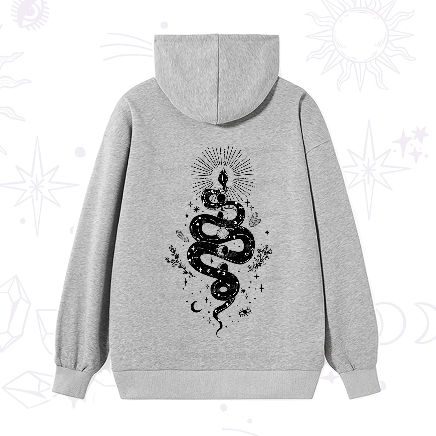 Purplehecate Mystical Moon Phases Snake Hoodie