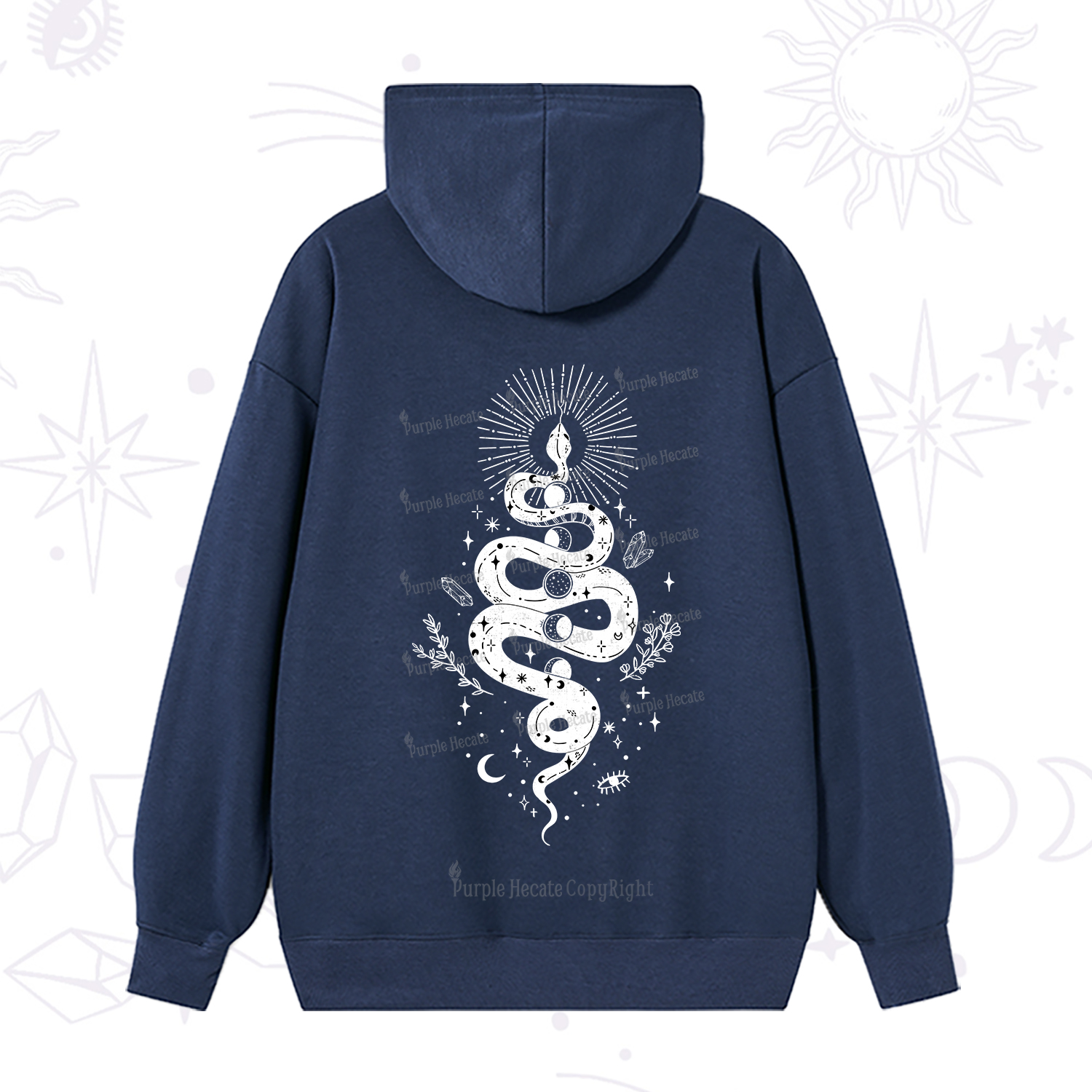 Purplehecate Mystical Moon Phases Snake Hoodie
