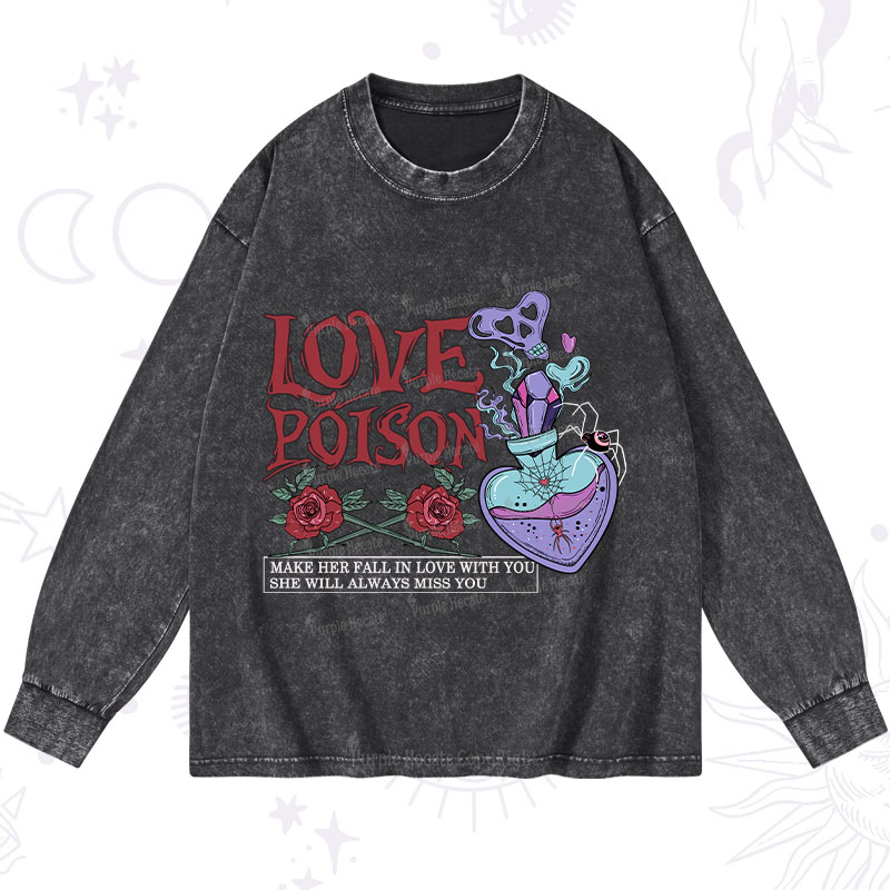 Purplehecate Love Poison Washed Long Sleeve Shirt