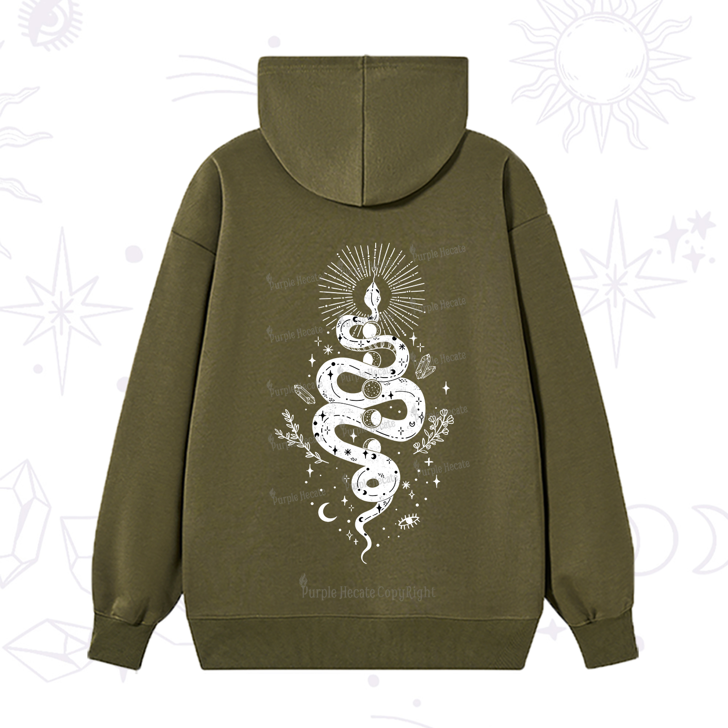 Purplehecate Mystical Moon Phases Snake Hoodie