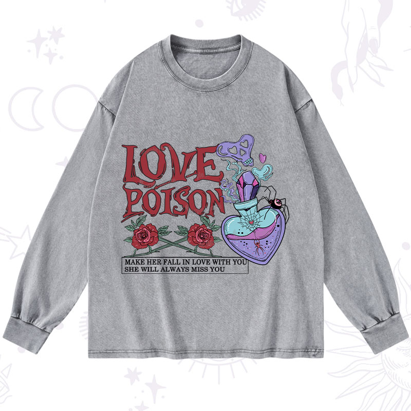 Purplehecate Love Poison Washed Long Sleeve Shirt