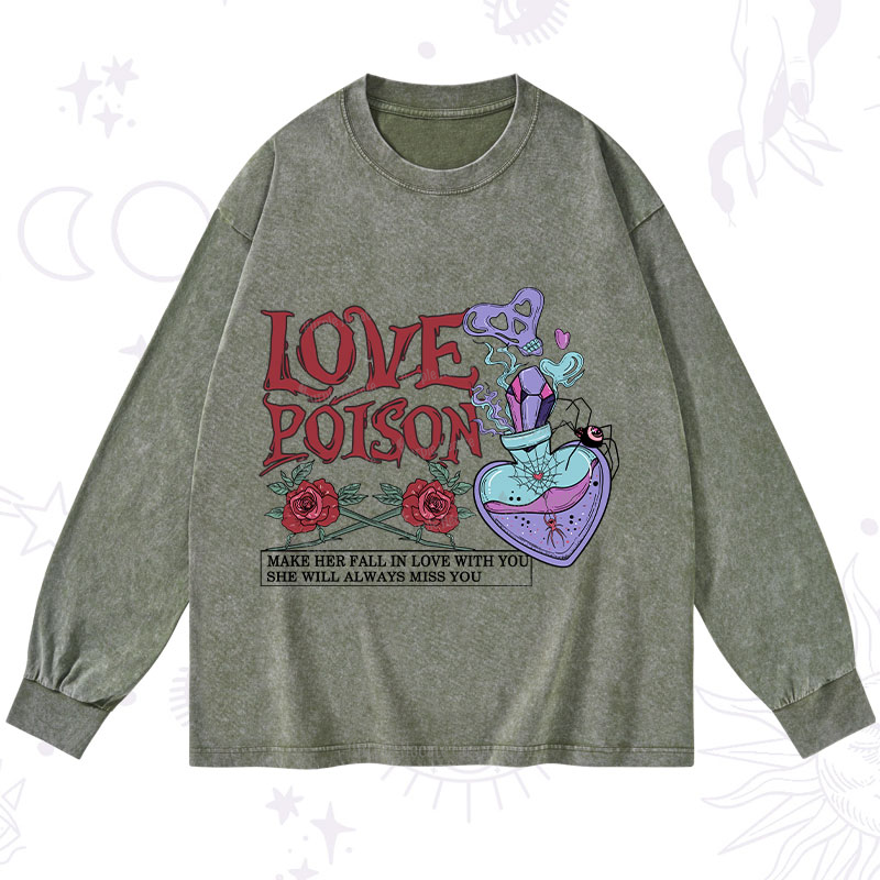 Purplehecate Love Poison Washed Long Sleeve Shirt
