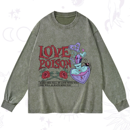 Purplehecate Love Poison Washed Long Sleeve Shirt