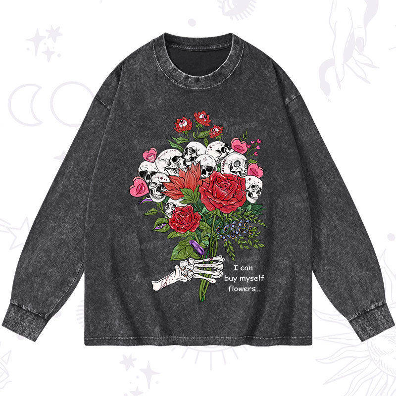 Purplehecate I Can Buy Myself Flowers Washed Long Sleeve Shirt