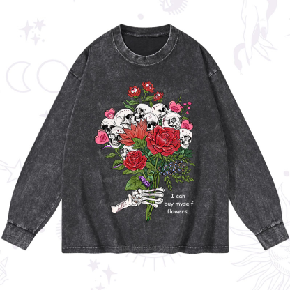 Purplehecate I Can Buy Myself Flowers Washed Long Sleeve Shirt