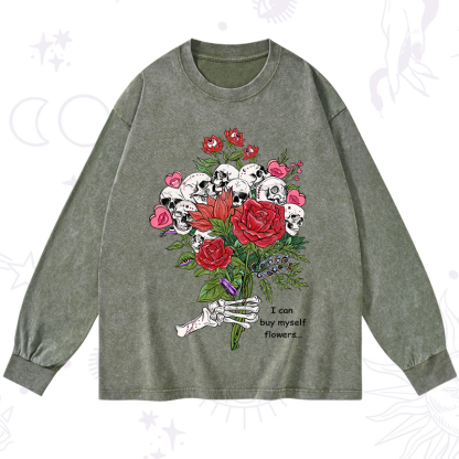 Purplehecate I Can Buy Myself Flowers Washed Long Sleeve Shirt
