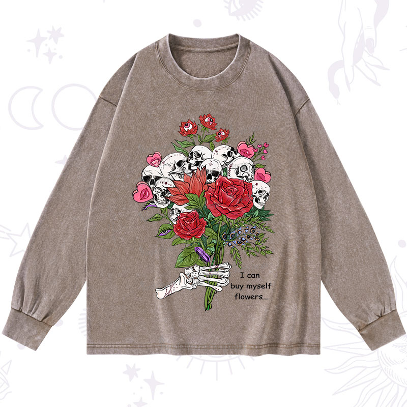 Purplehecate I Can Buy Myself Flowers Washed Long Sleeve Shirt