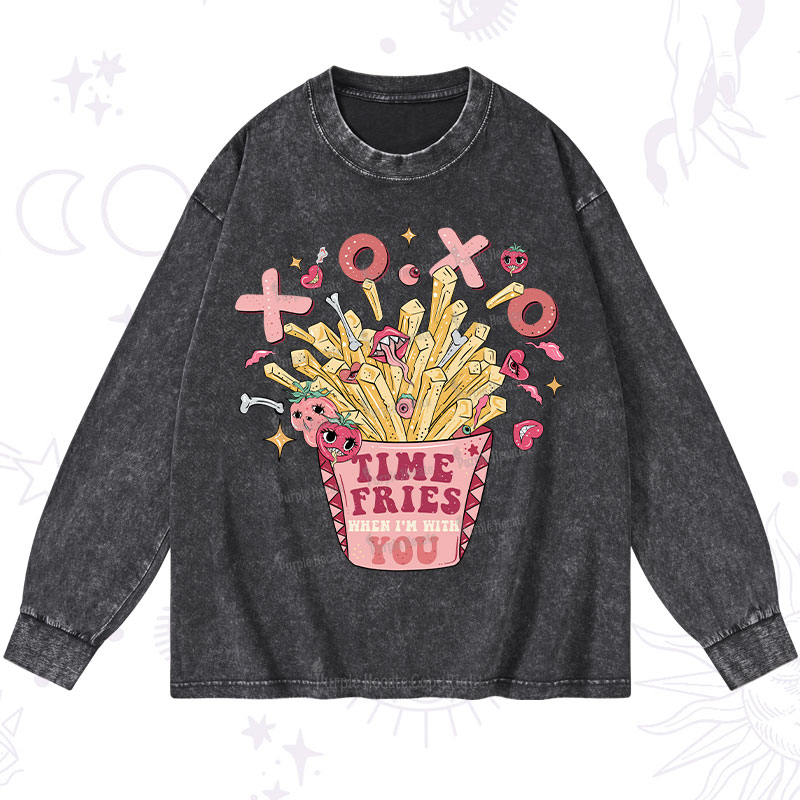 Purplehecate Time Fries When I'm With You Washed Long Sleeve Shirt