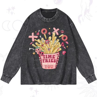 Purplehecate Time Fries When I'm With You Washed Long Sleeve Shirt