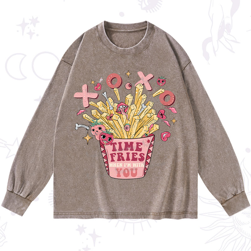 Purplehecate Time Fries When I'm With You Washed Long Sleeve Shirt