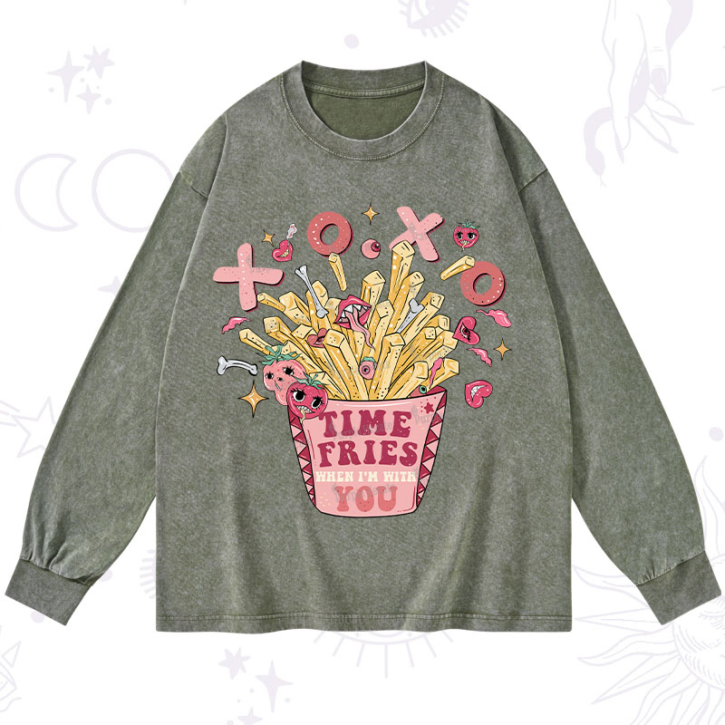 Purplehecate Time Fries When I'm With You Washed Long Sleeve Shirt