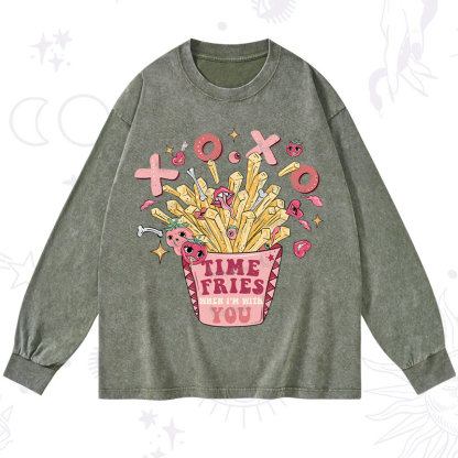 Purplehecate Time Fries When I'm With You Washed Long Sleeve Shirt