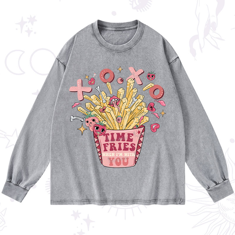 Purplehecate Time Fries When I'm With You Washed Long Sleeve Shirt