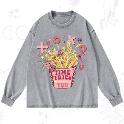Purplehecate Time Fries When I'm With You Washed Long Sleeve Shirt