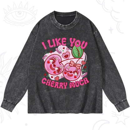 Purplehecate I Like You Cherry Much Washed Long Sleeve Shirt