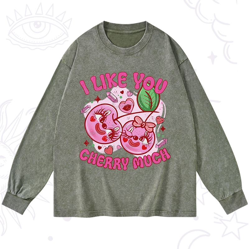 Purplehecate I Like You Cherry Much Washed Long Sleeve Shirt