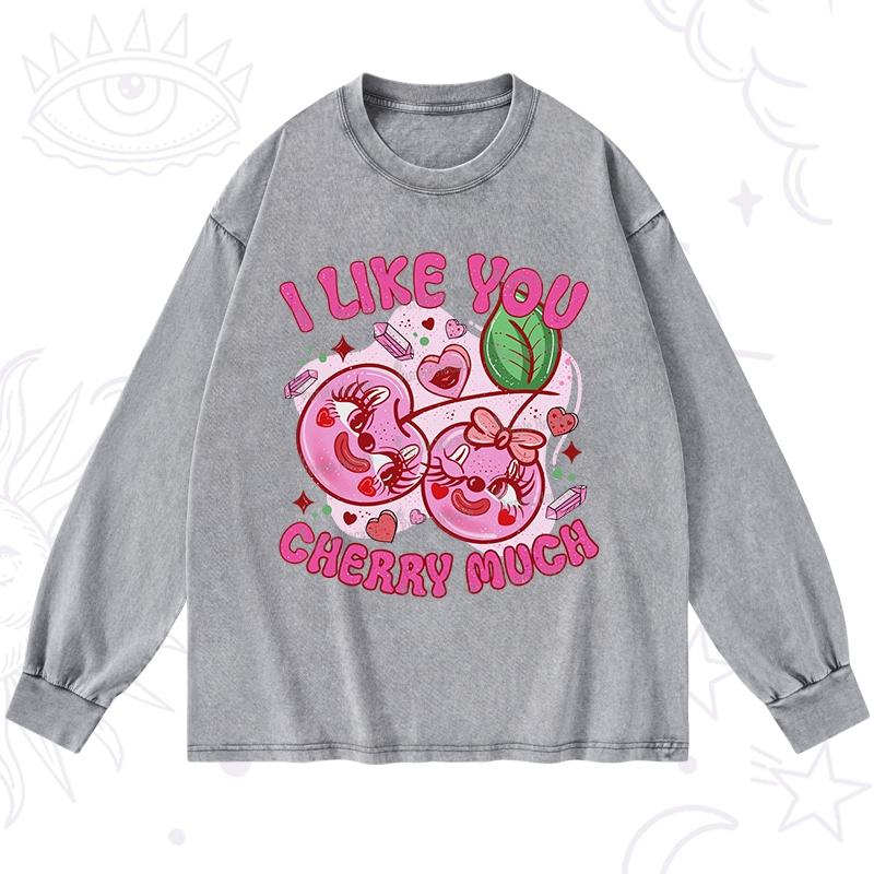 Purplehecate I Like You Cherry Much Washed Long Sleeve Shirt