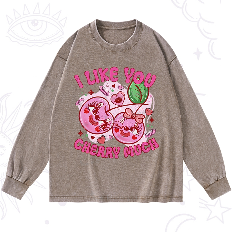 Purplehecate I Like You Cherry Much Washed Long Sleeve Shirt