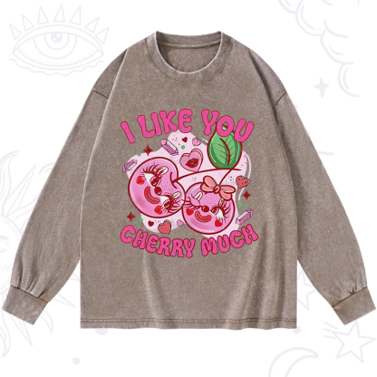 Purplehecate I Like You Cherry Much Washed Long Sleeve Shirt