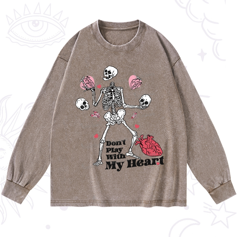 Purplehecate Don't Play With My Heart Washed Long Sleeve Shirt